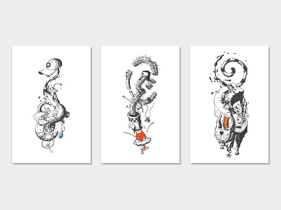 Surreal phantasmagoric illustrations. arrows cactus cup drawing graphicart illusign illustration phantasmagoric rocket sliced stars surreal