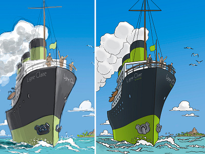 Ligne Claire Cover project [WIP] boat comics illustration klarelijn ligneclaire limoges scene