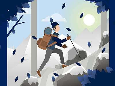 Steep Hill explainer video hike illustration winter