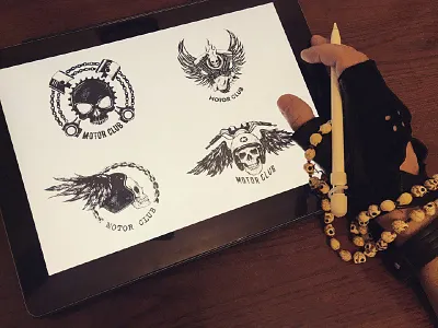 motor club signs bike biker graphic illustration logo motocycle motor motorclubsign sign tattoo vintage wing