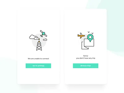 Empty States clean design elegant icons illustration internet minimal travel ui ux