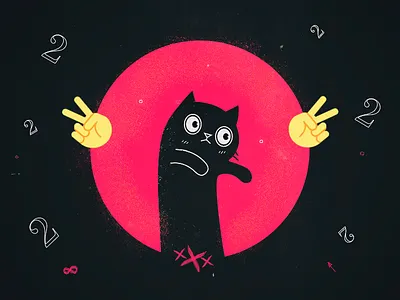 Two Dribbble Invites cat dribbble illustration invitation invite