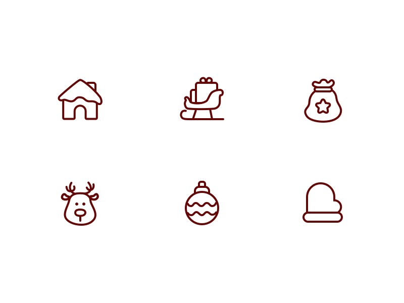 Merry X'mas balls christmas flat icons holiday rudolph snow