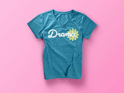 Drama T-Shirt 2 apparel cursive drama flower handwritten lettering t shirt