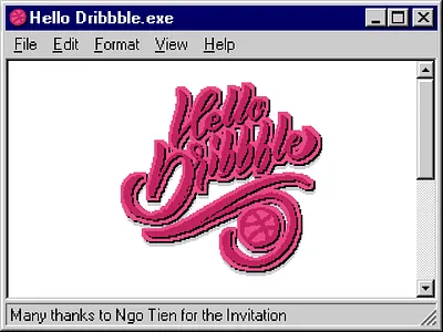 Hello Dribbble! debut dribbble hello invitation lettering pixelart typography windows95