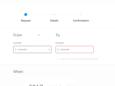 Booking Form process blue booking progress calm form form validation grey minimal minimalism step indicator steps user interface design white