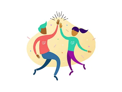Better Together digital art flat colors high five illustration