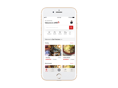 Yelp Home page iOS 11 design concept ios mobile app ui ux yelp