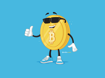 Bitcoin Mascot bitcoin cartoon character coin cool cryptocurrency illustration mascot vector