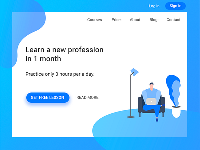 Courses blue illustration invite site web