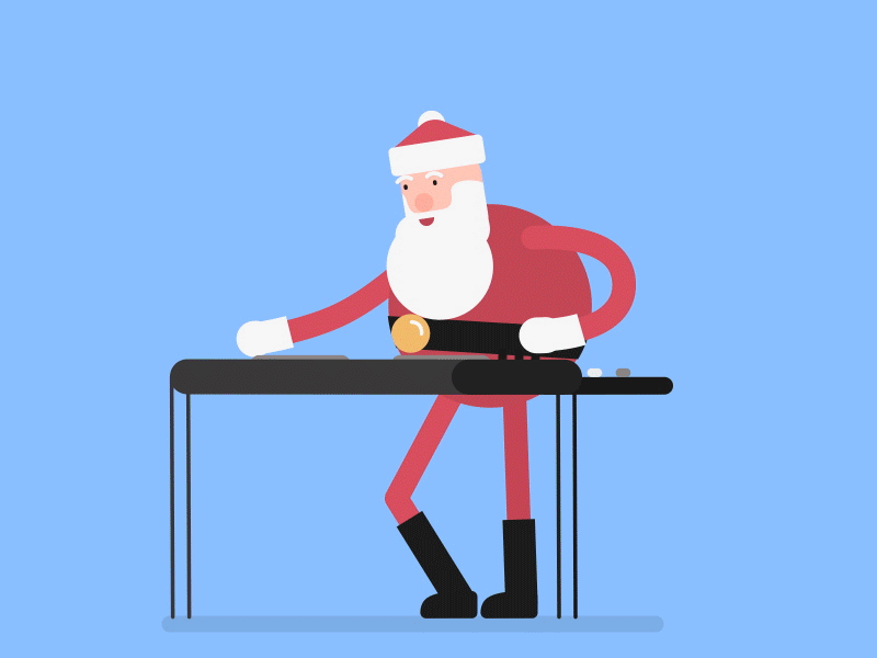 Dj Santa 2d hristamas santa after effects animation character flat illustration loop motion rubber hose