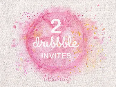 Two dribbble invites dribbble dribbble invite dribbbleinvites hand painted illustration invitation invite invites pink two invites watercolor