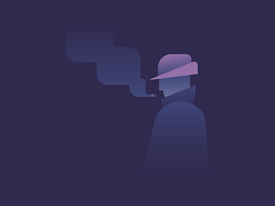 Burn One bowler hat cigar cigarette coat collar fedora gradient minimalism neighborhood watch pink purple smoke