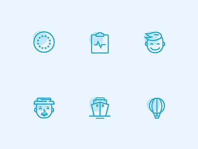 Travel Icon Set balloon blue eu icons icons set minimal senior ship travel travel icons young