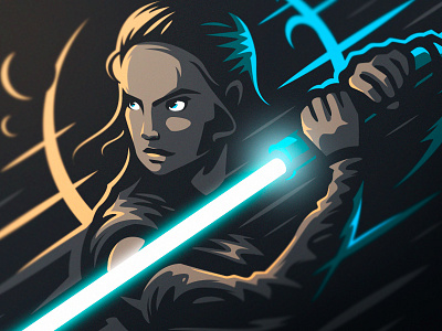 Rey dlanid illustration jedi knight rey space star wars