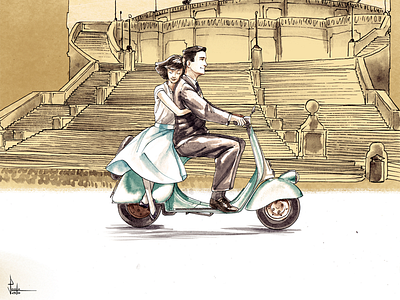 ZigZig.me - Illustrated travel photo album of holiday editorial illustration illustration love story mobile app rome travel