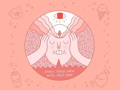 Mind Power! drawing good vibes illustration mind minds eye pink positive vibes positivity