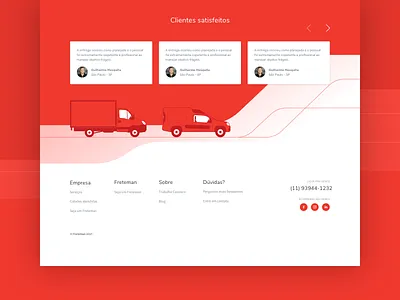 Freteman car illustration landing page red truck truckage user interface