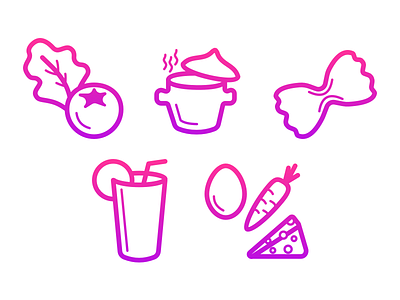 Cooking App Icons android egg ios juice kitchen lemon mobile pasta sketch tomato vector vegetables