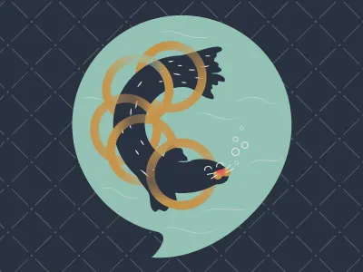 Five Golden Rings blue christmas golden rings holiday illustration ring rings seal twelve days water