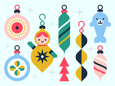 Happy Holidays yo! cheer christmas decorate doll holidays illustratoin ornaments seal ui visual design