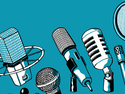 Microphones amplification art black and white drawing illustration isometric mic microphone music pattern simple