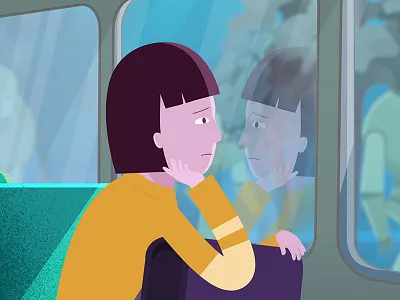 Reflection bus reflection schoolgirl