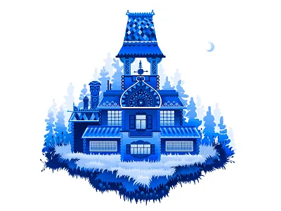 Palace andrew lebedinsky color forest palace pattern russian hut