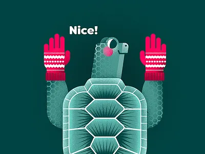 Two Turtle Gloves adobe illustrator airbrush childrens illustration christmas colour collective illustration illustrator kidlit vector art vector illustration