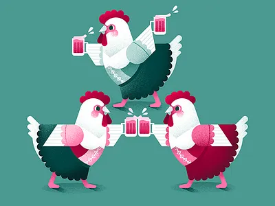 Three Wench Hens adobe illustrator airbrush childrens illustration christmas colour collective illustration illustrator kidlit vector art vector illustration