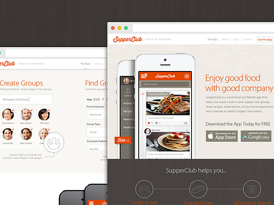 Supper Club App Website responsive supper club website design