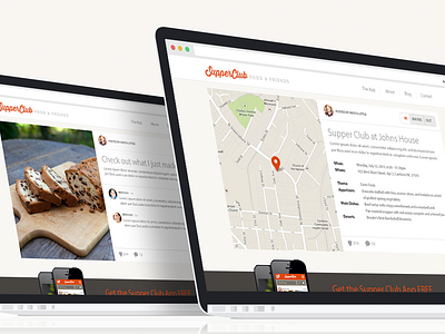 Supper Club App Website responsive supper club website design