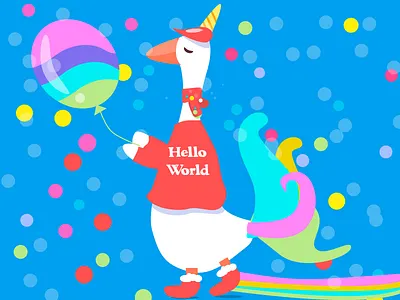 His costume for Christmas balloon boots christmas goose hello illustration rainbow red scard snow unicom world