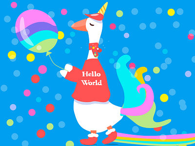 His costume for Christmas balloon boots christmas goose hello illustration rainbow red scard snow unicom world