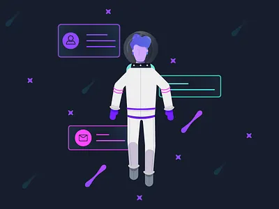 Spaceship Super - Onboarding astronaut illustration onboarding profile signup spaceship spacesuit super