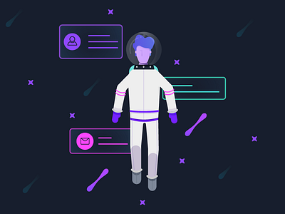 Spaceship Super - Onboarding astronaut illustration onboarding profile signup spaceship spacesuit super