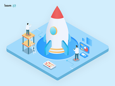 The rocket for Loomx.io illustration rocket website