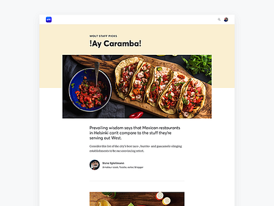 Upcoming desktop view for Wolt caramba list staff picks taco wolt