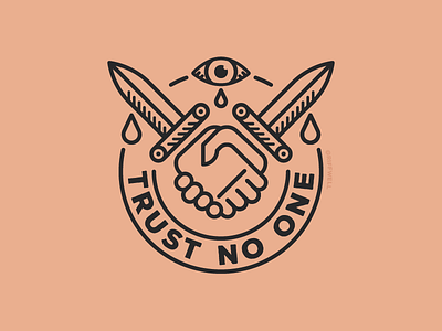 Trust No One dagger flash handshake knife tattoo trust vector