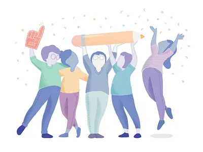 Teamwork! careers company culture illustration pencil people teamwork texture vector