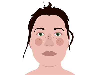 Girl Illustration brown flat freckle girl green illustration