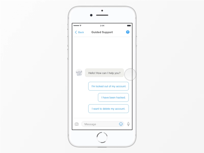 Guided Chat Support faq help support ui ux
