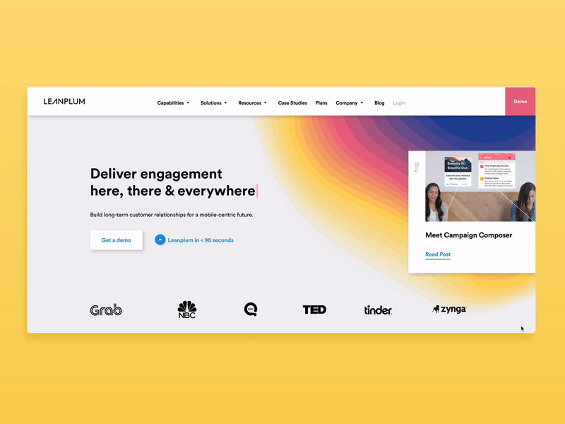 Leanplum Marketing Website Redesign animation gradient homepage marketing