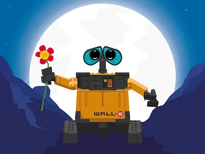 WALL-e cartoon character disney flower illustration movie pixar robot vector wall e