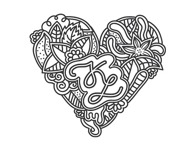 K - L Heart Monogram floral flowers foliage heart k l leafs monogram