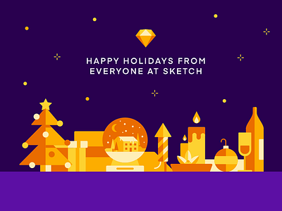 Happy Holidays candle card celebration christmas festive happy holidays new year sketch snowglobe