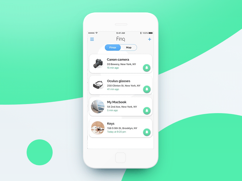 Interaction design for bluetooth tracker app clear design elegant ios list main screen safety tracker ui ux