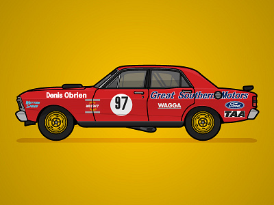 1971 - Great Southern Motors - XY Falcon australia falcon ford historic illustration livery poster red xy falcon yellow