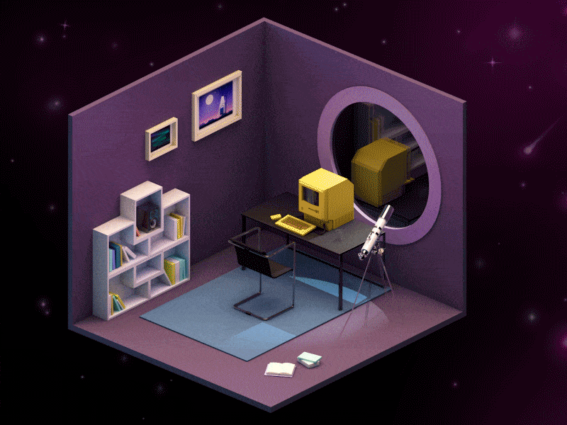 Hello Dribbble! debut dribbble first hello mac room shot star telescope