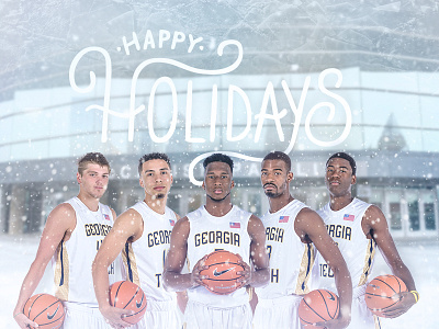Georgia Tech Basketball Holidays Graphic acc atlanta basketball georgia happy holidays jackets ramblin tech wreck yellow